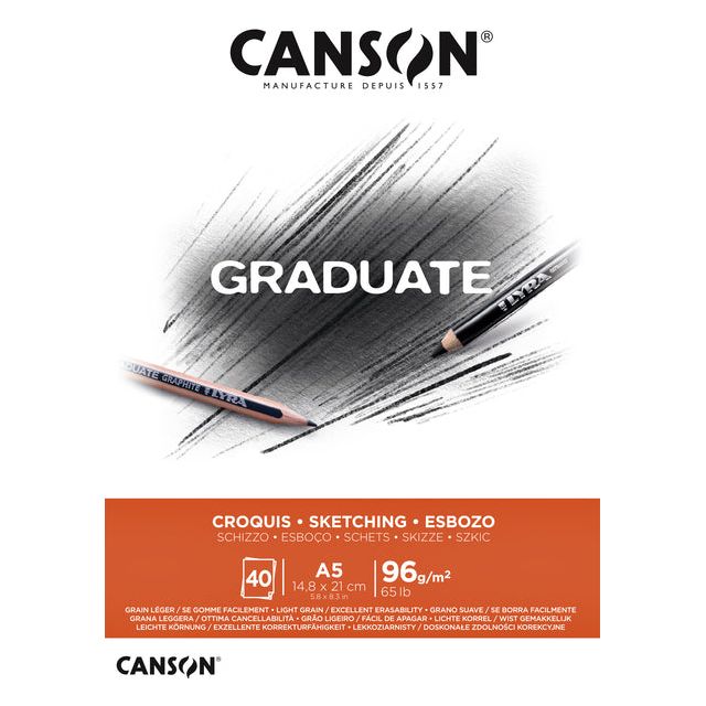 Canson - Sketch Block Canson Grad Croq A5 40V 96gr | 1 Stück | 5 Stücke