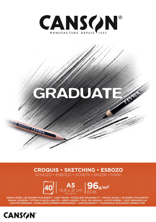 Canson -  Schetspapier  graduate sketch 96gr a5 wit