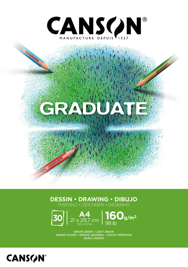Canson -  Tekenpapier  graduate 160gr a4 helderwit