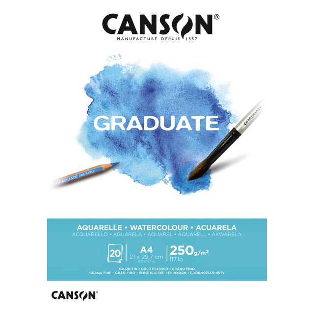 CANSON - Aquarelblok CANSON Grad A4 20V 250GR | 1 pièce