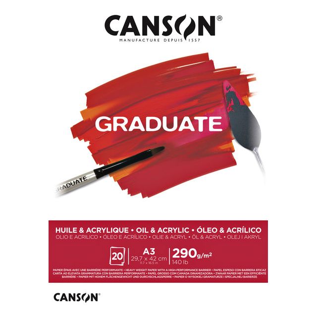 Canson - Öl -Acryl -Block Canson Grad A3 20V 290gr | 1 Stück | 5 Stücke