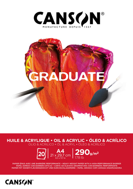 Canson -  Schilderpapier  graduate 20vel 290gr a4 wit