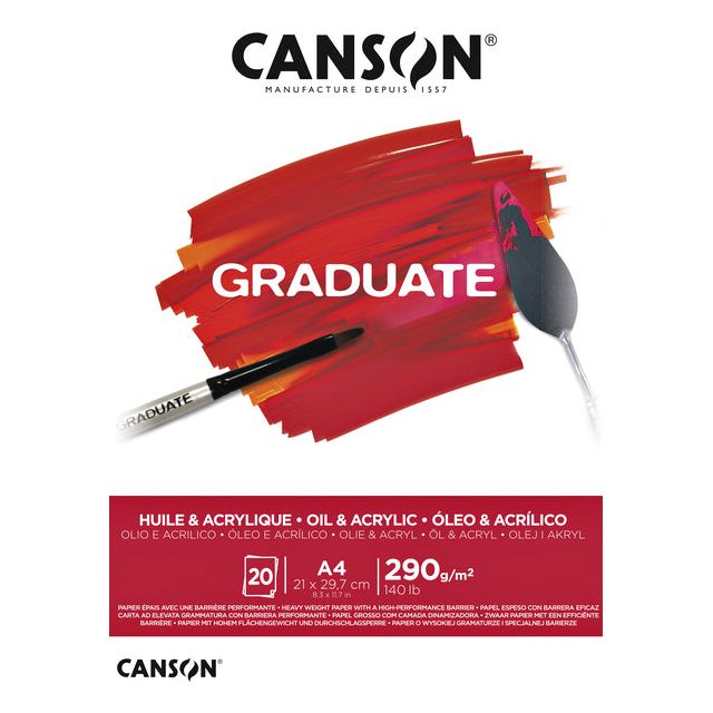 CANSON - Huile -Chloc-acrylique CANSON Grad A4 20V 290GR | 1 pièce | 5 pièces