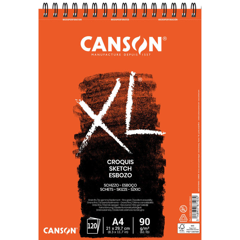 Canson - Sketch paper XL Sketch 120 sheets 90gr A4 ivory white | 5 pieces