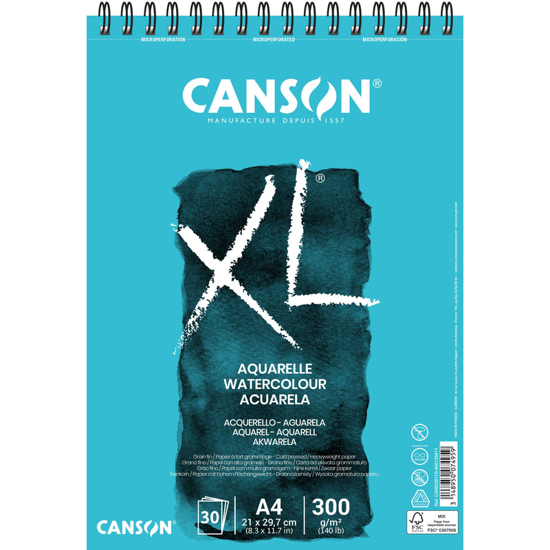 Canson - Carta per acquerello XL 30 fogli 300gr A4 bianca