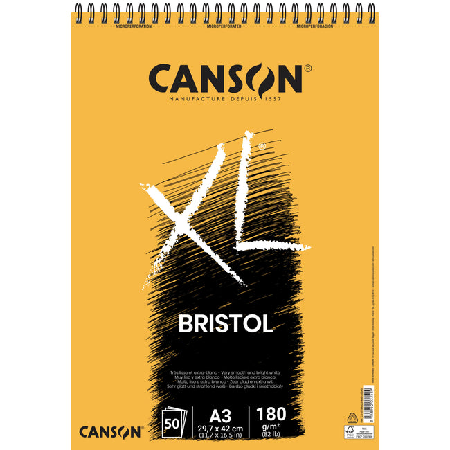 Canson - Papier Bristol XL Bristol 50 feuilles 180gr A3 extra blanc