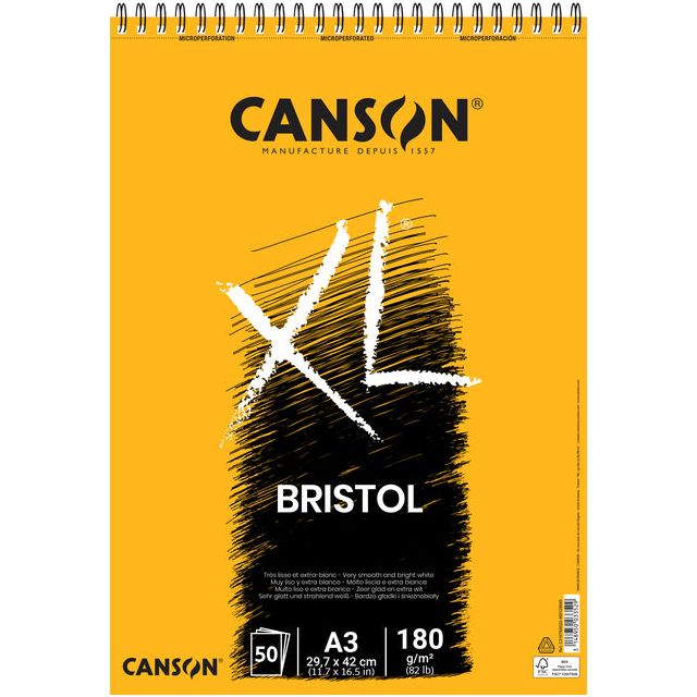 Canson - Zeichnen von Block Canson XL Bristol A3 50V 180gr | Stück ein 50 Blatt | 5 Stücke