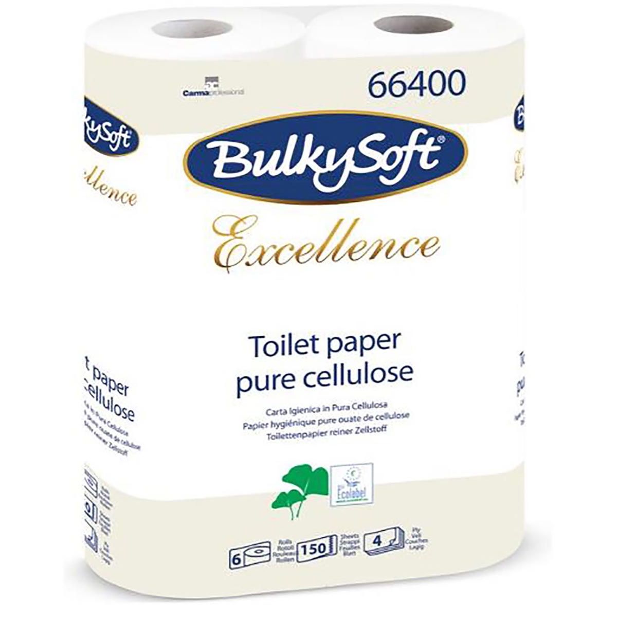 Bulkysoft - Excellence Toilettenpapier, 4-lagig, 150 Blatt, Packung mit 6 Rollen