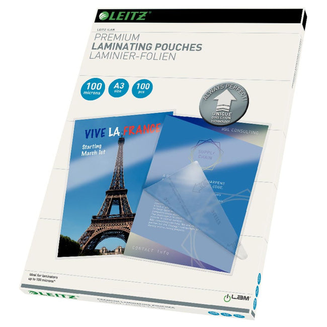 Leitz -  UDT lamineerhoes ft A3, 200 micron (2 x 100 micron), pak van 100 stuks