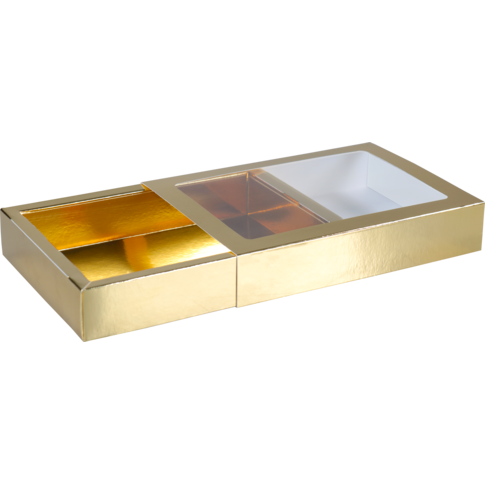 Klika - Chocoladeletterdoos | GK7 | karton + PET | 129x89x24mm | Sinterklaas | goud | 48 stuks