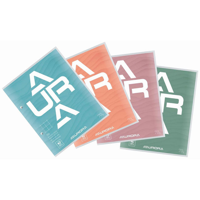 Aurora - blocco da portata, ft 16,5 x 21 cm, 75 fogli, perforazione a 2 fori, quadrato 10 mm