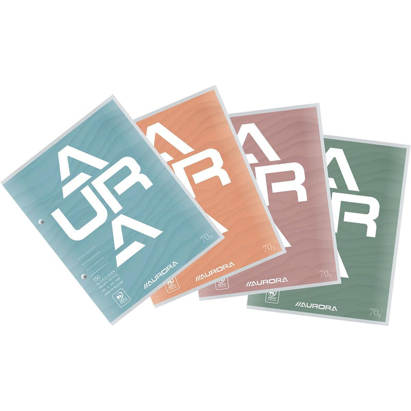 Aurora - course pad, ft 16.5 x 21 cm, 75 sheets, 2-hole perforation, ruled
