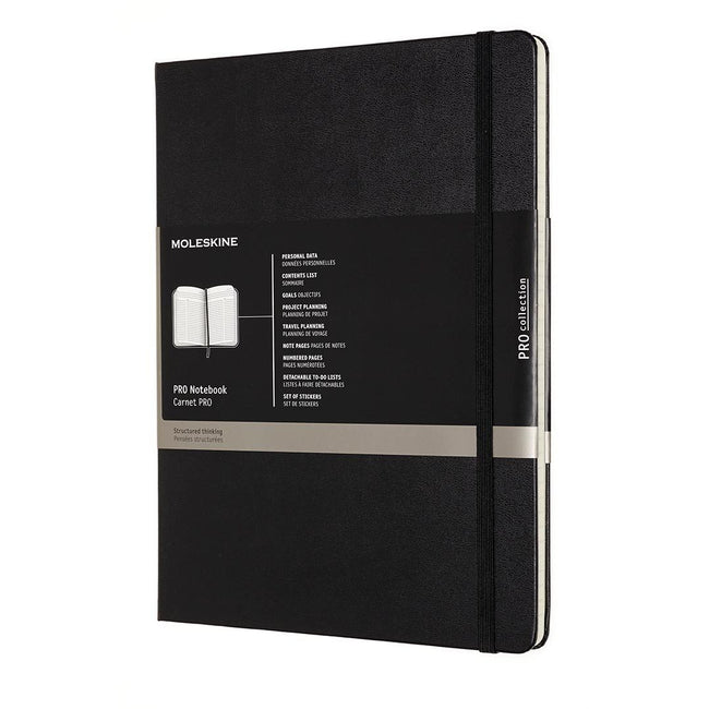Moleskine -  notitieboek professional, ft 19 x 25 cm, gelijnd, harde cover, 189 blad, zwart