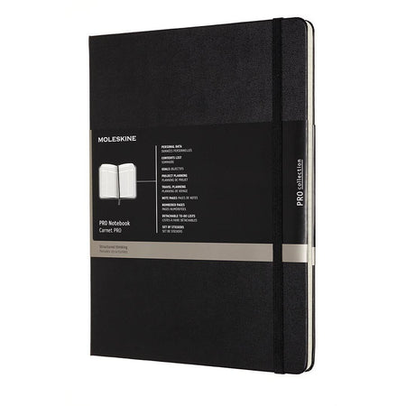 Moleskine - cuaderno profesional, pies 19 x 25 cm, rayado, tapa dura, 189 páginas, negro