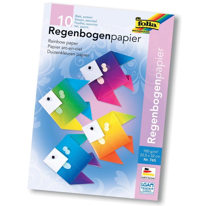 Folia -   regenboogpapier, 100 g, ft 22 x 32 cm, geassorteerde kleuren, pak van 10 vel