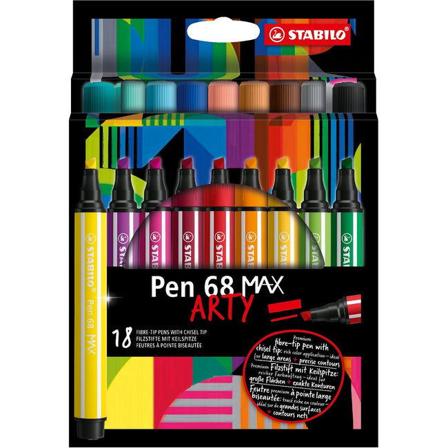 STABILO - Stift 68 Filzstift MAX ARTY, Etui mit 18 Stück, sortiert