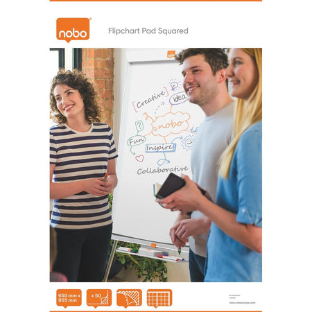Nobo -  flipchartpapier, ft 100 x 65 cm, geruit, pak van 50 vel