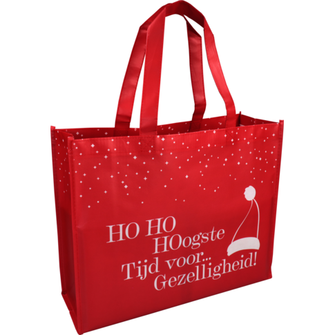 Klika - Shopper | Kerstmis | PP | 45x 15x36cm | rood/wit | 10 stuks