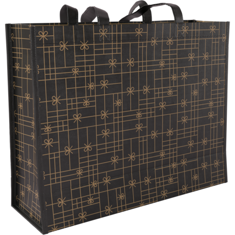 Klika - Shopper | PP | Strikken | 45x 15x36cm | zwart/goud | 10 stuks