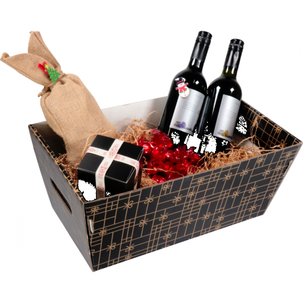 Klika - Basket | corrugated cardboard | 366x188x175mm | rectangular | black/gold | 10 pieces