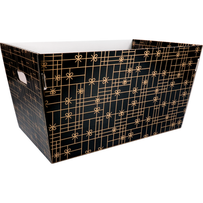 Klika - Cesta | cartón ondulado | 432x270x258mm | rectangulares | negro/oro | 10 piezas