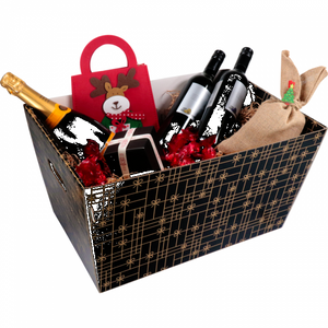 Klika - Basket | corrugated cardboard | 432x270x258mm | rectangular | black/gold | 10 pieces