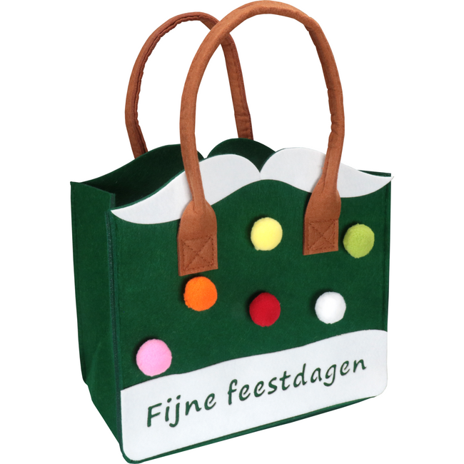 Klika - Tas | Fijne feestdagen | Vilt | met hengsel | 27x15x25cm | assorti | 5 stuks