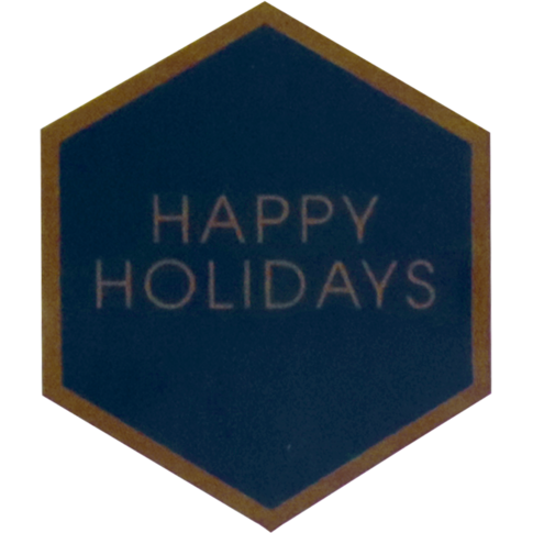 Klika - Etiket | papier | Happy Holidays Hexagon | 46x40mm | blauw/koper | rol à 500 stuks