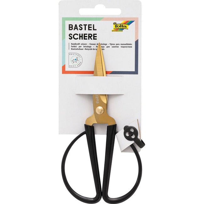 Folia -   knutselschaar, ft 14,5 cm, scherpe punt, RVS, zwart, blister van 1 stuk