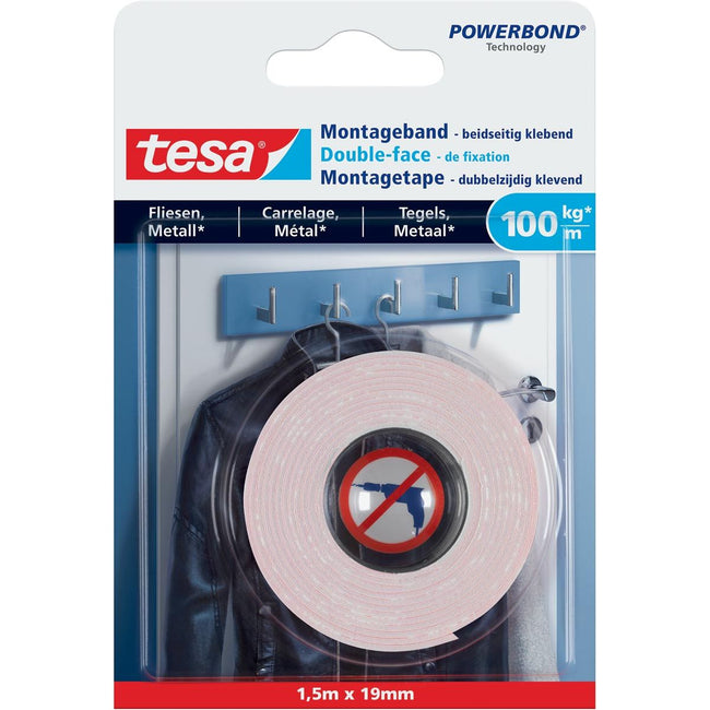 Tesa - Powerbond mounting Tiles and Metal, 19 mm x 1.5 m