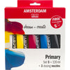 Amsterdam - peinture acrylique primaire 120 ml, 5 tubes + 3 becs verseurs
