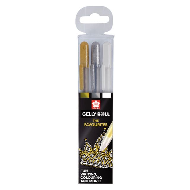 SAKURA-GELPEN GELLY ROLL 3 COULEURS GOLD-Silver-White | Ompoot un Blaster x 3 Piece