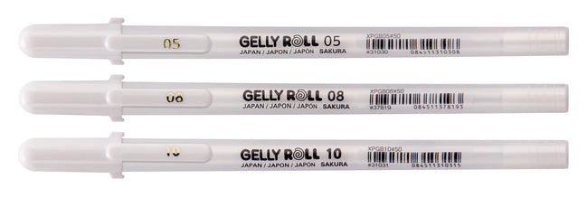 Sakura - Gel Writer Gelly Roll Classic juego de 3 anchos blanco | 6 piezas