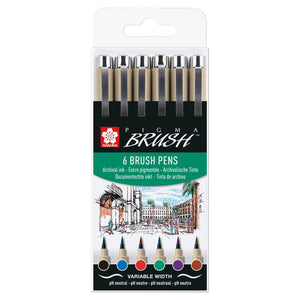 Sakura - Brushpen Pigma Pinselset 6-teilig schwarz