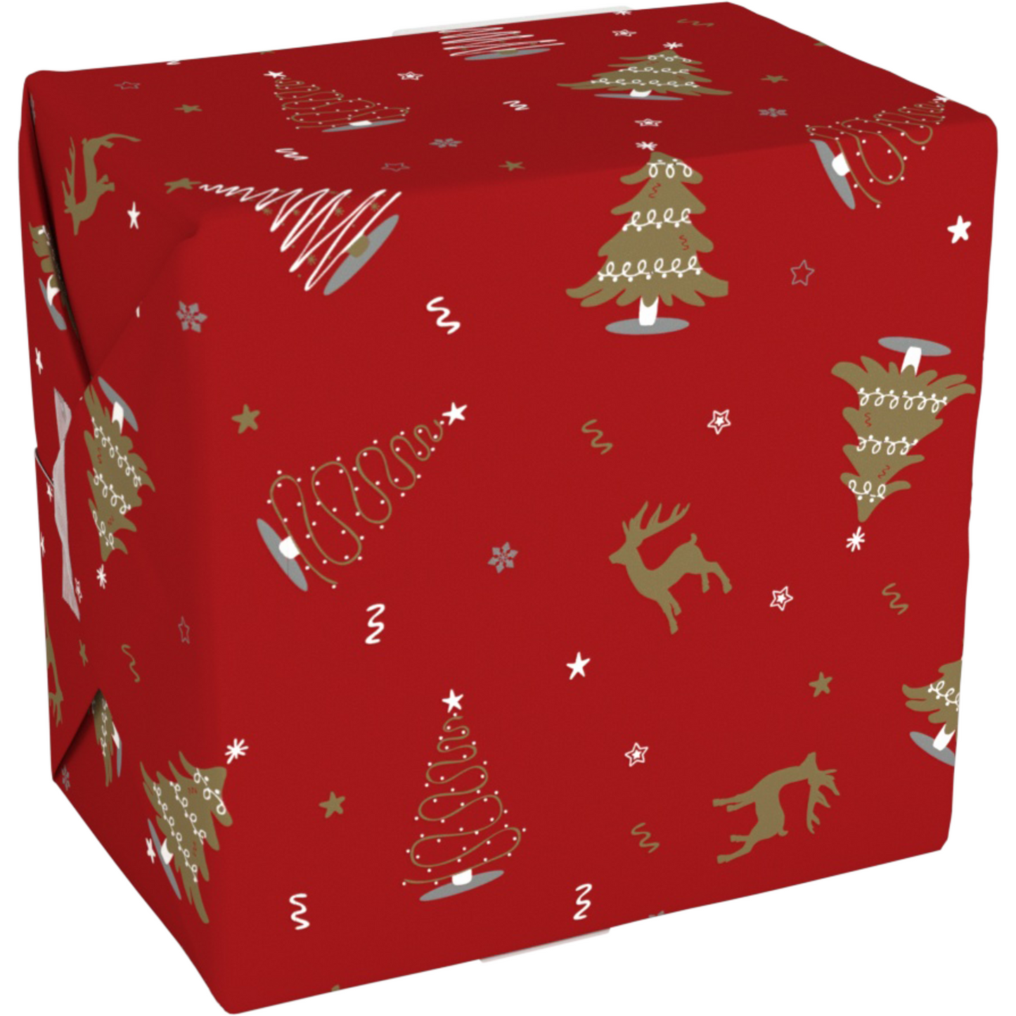 Klika -  Cadeaupapier | 50cm | 200m | 80gr/m² | Wonderful Time | rood/goud