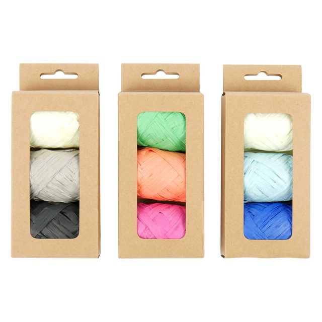 Design Group - Lint Raffia assorti | Box A 12 Set x 3 Stück | 12 Stücke