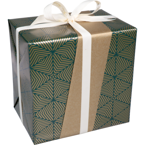 Klika - Cadeaupapier | 50cm | 100m | 80gr/m² | Geo | groen/goud