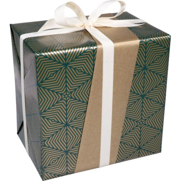 Klika -  Cadeaupapier 30cm 100m 80gr/m Kerst geo groen goud