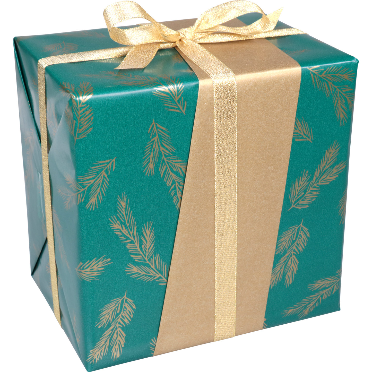 Klika - papier cadeau 50 cm | 100m | 80gr / m² Branches de pin Vert / or