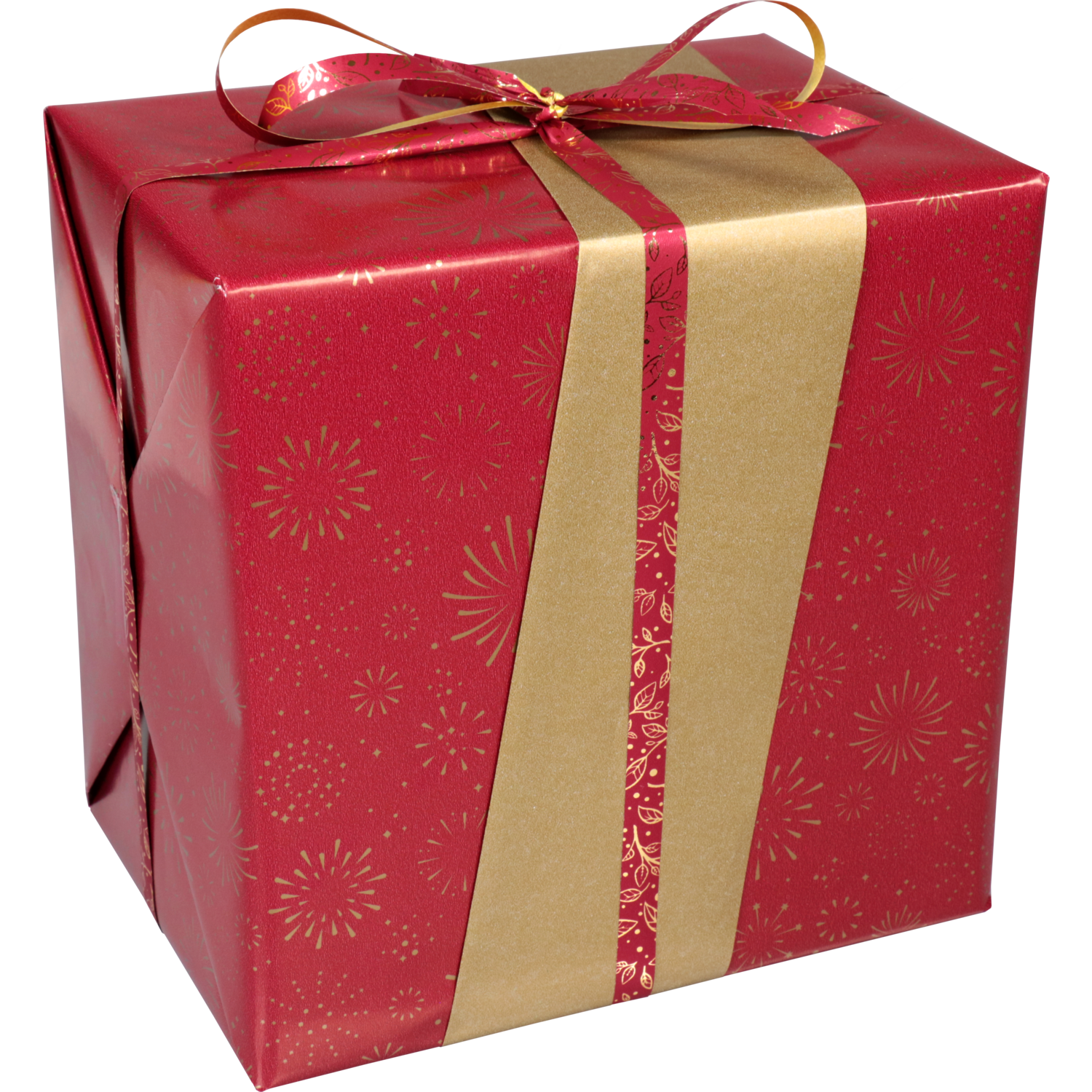Klika - Carta da regalo | 50 cm| 200m| 80gr/mq | Fuochi d'artificio | rosso/oro