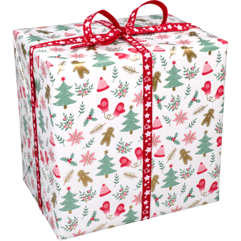 Klika - Cadeaupapier | 50cm | 200m | 80gr/m² | Jolly christmas | wit/rood/groen