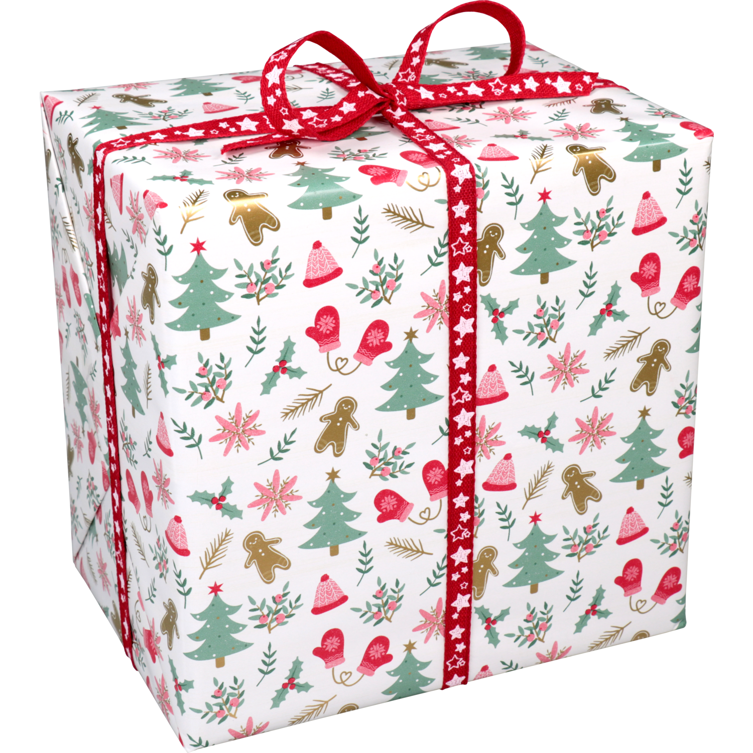 Klika -  Cadeaupapier | 50cm | 200m | 80gr/m² | Jolly christmas | wit/rood/groen
