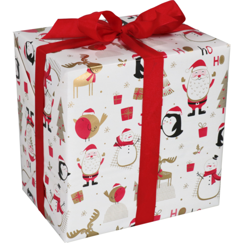 Klika - Cadeaupapier | 50cm | 200m | 80gr/m² | Winter christmas | wit/rood