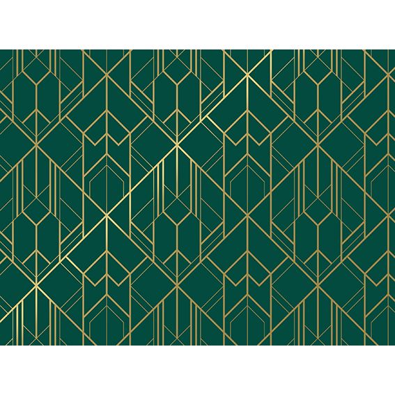 Cadeaupapier 50cm 100m 80gr/m Geometrisch groen / goud