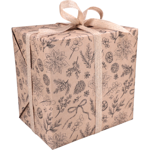 Klika - Cadeaupapier | 50cm | 200m | 70gr/m² | Botanical | bruin/zwart