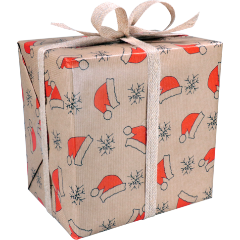 Klika - Cadeaupapier | 50cm | 200m | 70gr/m² | Kerstmuts | bruin/rood