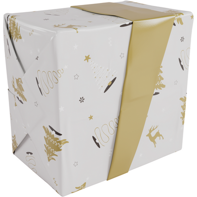 Klika -  Cadeaupapier | 30cm | 200m | 80gr/m² | Wonderful Time | grijs/goud | rol à ca. 200 meter