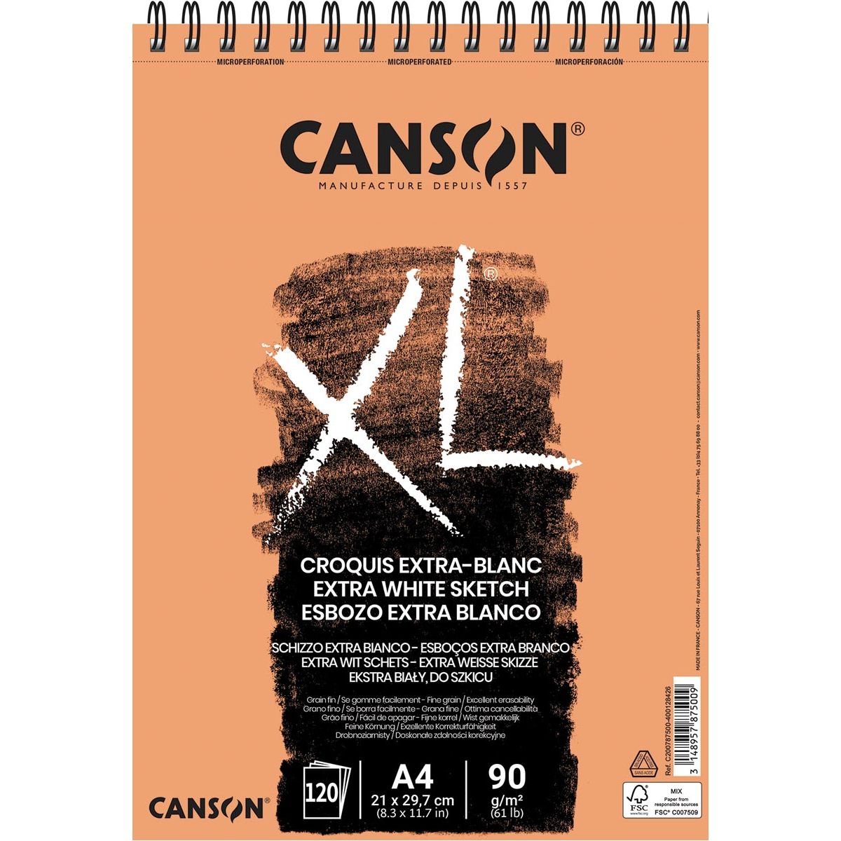 Canson - schetsblok XL Extra White ft 21 x 29,7 cm (A4)