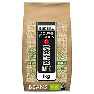 Café Douwe Egberts espresso en grains torréfaction foncée Bio &amp; Fairtrade 1kg