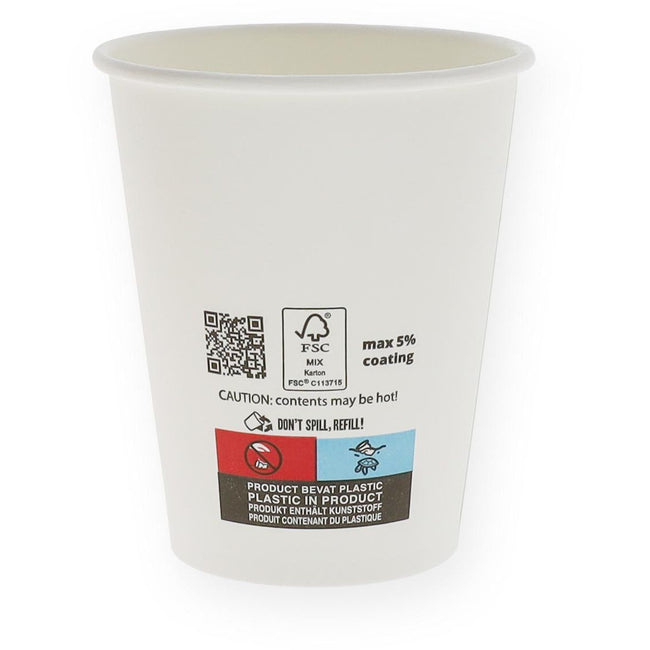 Conpax -  Beker uit karton, 237 ml, diameter 80 mmn wit, doos van 1000 stuks